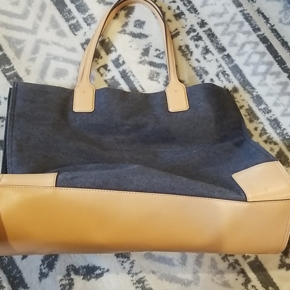 Euc Tory Burch ella tote bag leather and wool - Picture 2 of 7